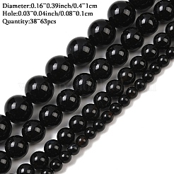 1 нить бусин из натурального черного оникса&nbsp;G-YW0002-57A