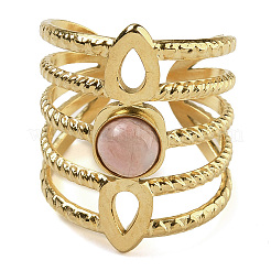 Кольца натурального родонита&nbsp;RJEW-U027-08G-09