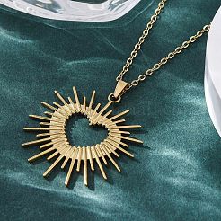 Ожерелья с подвеской в виде сияющего сердца из нержавеющей стали 304&nbsp;NJEW-M096-37G