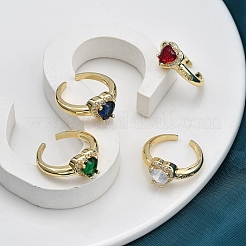 Кольца-манжеты для пальцев с покрытием из латуни с микропаве из прозрачного кубического циркония для женщин&nbsp;RJEW-M028-49G