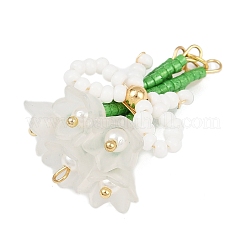 4 шт. 4-цветный стеклянный бисер ручной работы с подвесками-бантиками&nbsp;PALLOY-MZ00753