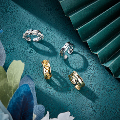 4 шт. 2 цвета латуни твист-волна открытые манжеты набор для женщин&nbsp;RJEW-NB0001-02