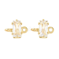 Прямоугольные подвески-коннекторы из латуни с инкрустацией кубическим цирконием&nbsp;KK-P347-06G-03