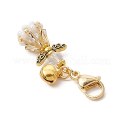 Подвесные украшения из стеклянных бусин и сплава в виде ангела&nbsp;HJEW-MZ00193-06