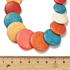 Богемный окрашенный синтетический бирюзовый цветной плоский круглый градуированный бисер ожерелья для женщин&nbsp;LS-NJEW-G171-01P