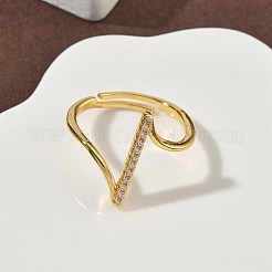 Латунные микро проложить пальцев кольца кубического циркония&nbsp;RJEW-H258-19G