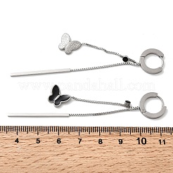 Серьги-кольца с кисточками и эмалью в виде бабочек из нержавеющей стали 304&nbsp;EJEW-G453-10P