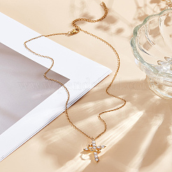 1 шт. латунный кристалл горный хрусталь вращающаяся корона крест кулон кабель цепочка ожерелья для женщин&nbsp;NJEW-LP0001-30