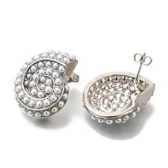 Серьги-гвоздики из латуни в форме ракушки с покрытием стойки&nbsp;EJEW-H016-06P