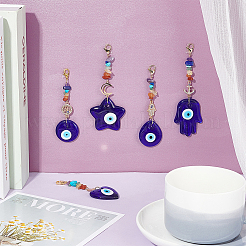5 шт. 5 стиля сглаза лэмпворк подвесные украшения&nbsp;HJEW-UN0001-20