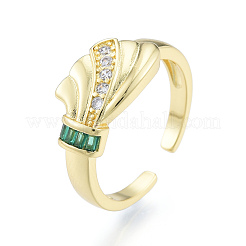 Открытая манжета в виде листа кубического циркония&nbsp;RJEW-N037-037