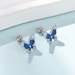 S999 изящные серебряные серьги-гвоздики&nbsp;EJEW-C179-04P