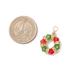 2 шт. 2-цветные подвески из искусственного австрийского хрусталя K9 и латунного хрустального камня с шестигранными бусинами&nbsp;PALLOY-JF04343