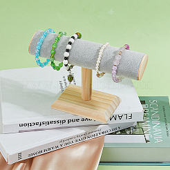 Подставки для бархатных браслетов с Т-образной перемычкой и деревянным основанием&nbsp;BDIS-WH0010-03C