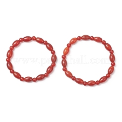 2 шт. 2 варианта браслетов из натурального сердолика с эластичной нитью для пары&nbsp;BJEW-JB13416-03