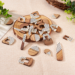 26шт 13 стиля подвески из непрозрачной смолы и орехового дерева с принтом&nbsp;RESI-TA0001-89