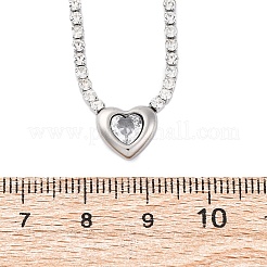 Ожерелья из нержавеющей стали 304 с подвеской в форме сердца из прозрачного кубического циркония для женщин&nbsp;NJEW-Z044-15P-02