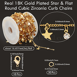 Наборы для самостоятельного изготовления цепочек из латуни с микропаве из прозрачного кубического циркония&nbsp;DIY-BBC0002-63G