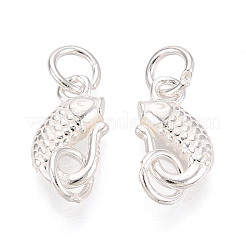 Текстурированные застежки-крючки из стерлингового серебра в форме буквы S&nbsp;STER-T009-10S