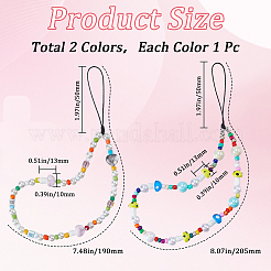 2 шт. 2 стиля стеклянных и смоляных мобильных ремешков&nbsp;AJEW-GF0010-06