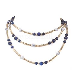 Круглые ожерелья из натуральных бусин лазурита и синтетического говлита&nbsp;NJEW-JN05907-02