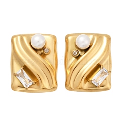 Серьги-гвоздики из нержавеющей стали 304 с кубическим цирконием&nbsp;EJEW-Z110-03G-02