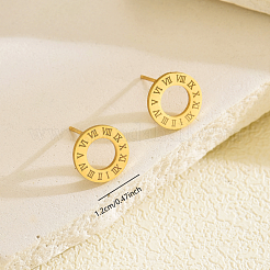 Серьги-гвоздики из нержавеющей стали с римскими цифрами в стиле ретро&nbsp;ZQ6109