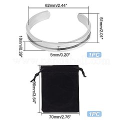 1 шт. браслет-манжета из нержавеющей стали 201 в форме буквы С с рифленой отделкой&nbsp;STAS-UN0052-35