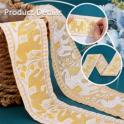 4.7~5 ярд полиэстеровая жаккардовая широкая лента в этническом стиле с узором «слон/крест/ромб» OCOR-PH0004-33