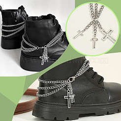 2 шт. двухслойные браслеты из сплава с крестиками для женщин&nbsp;AJEW-SP0001-96