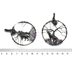 Крупные подвески из натурального аметиста и белой ракушки&nbsp;G-K404-01AB