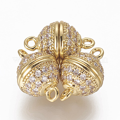 Магнитные застежки из латуни с цирконием и микропаве с петлями&nbsp;ZIRC-L082-B-01