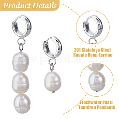 2 пара серег-колец из нержавеющей стали 201&nbsp;EJEW-HS00009