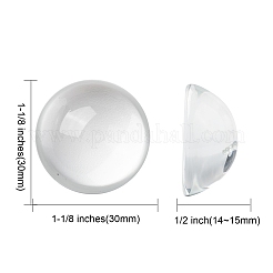 Прозрачный полукруглый стеклянные кабошоны&nbsp;X-GGLA-R027-30mm