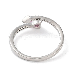 Открытые манжеты для женщин из латуни с микро-паве и цирконием в форме сердца для женщин&nbsp;LS-RJEW-S416-02P-01