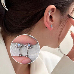 4 пара серег для хряща из латуни с паве из кубического циркония в 4 стилях&nbsp;AJEW-BBC0002-50