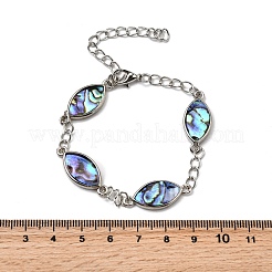 Браслеты из латуни и натуральной ракушки пауа для женщин&nbsp;BJEW-S179-01P