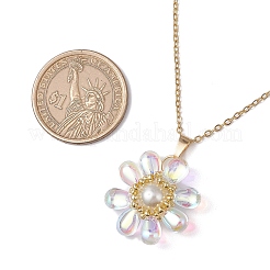 Стеклянные и стеклянные жемчужные бусины подвески ожерелья для женщин&nbsp;NJEW-MZ00106-05