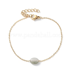 Браслеты из натурального нефрита из нержавеющей стали 304&nbsp;BJEW-A036-16G