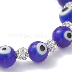 Браслеты ручной работы из круглых бусин в технике лэмпворк с изображением сглаза&nbsp;BJEW-JB13381