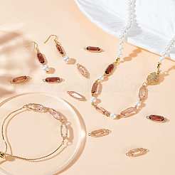 50 шт. 5-х цветные стеклянные граненые овальные соединительные звенья&nbsp;GLAA-GA0002-09B