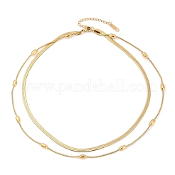 Двухслойные ожерелья из нержавеющей стали 304 в виде змеи для женщин&nbsp;LS-NJEW-Z072-03G