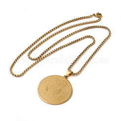 Плоская круглая менора из нержавеющей стали 201 с подвеской в виде звезды Давида для женщин и мужчин&nbsp;NJEW-F324-07G