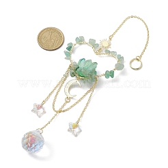 Натуральные зеленые бусины из авантюрина с латунными подвесками и украшениями&nbsp;HJEW-JM01815-02