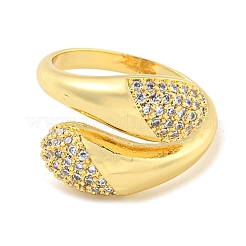 Открытая манжета из латуни с микропаве из прозрачного кубического циркония для женщин&nbsp;LS-RJEW-M173-06B-G