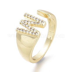 Латунные кольца из манжеты с прозрачным цирконием&nbsp;X-RJEW-F103-13W-G