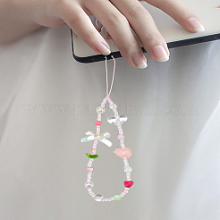 1шт пластиковый цветок бант сердце мобильный ремешок&nbsp;HJEW-LP0002-29