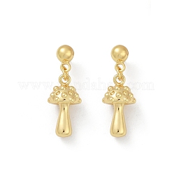 Серьги-гвоздики из латуни в форме гриба&nbsp;EJEW-F895-12G