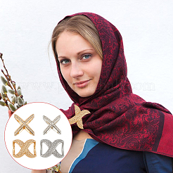 4 шт. 4 стиля зажимы для шарфа из цинкового сплава со стразами&nbsp;AJEW-DR0002-42