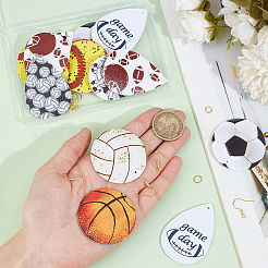 Набор для самостоятельного изготовления кожаных сережек-подвесок в виде спортивного мяча&nbsp;DIY-SC0024-91-1